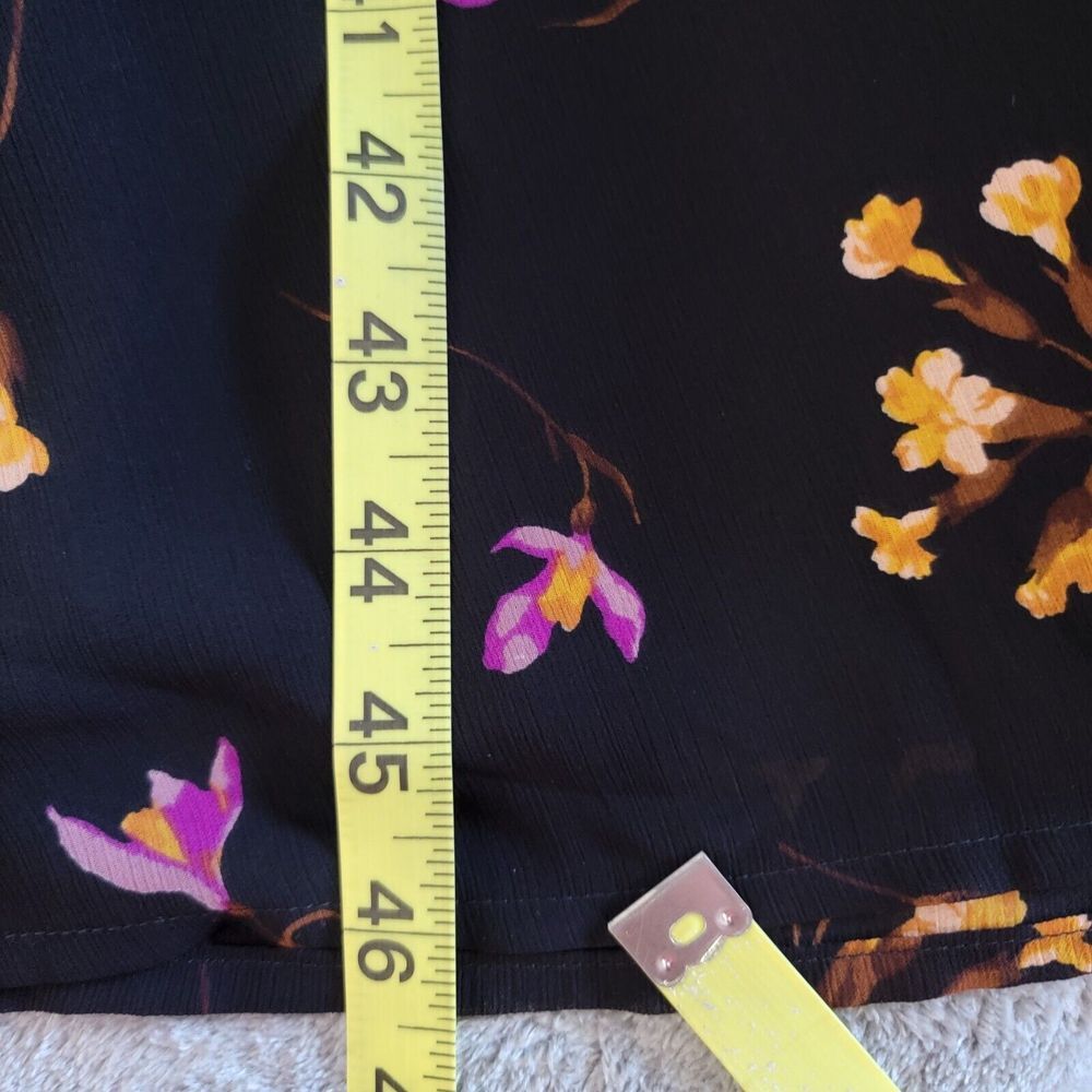 Madewell Black Floral V-Neck Dolman Sleeve Lined Midi Dress Size‎ XS - Picture 7 of 8